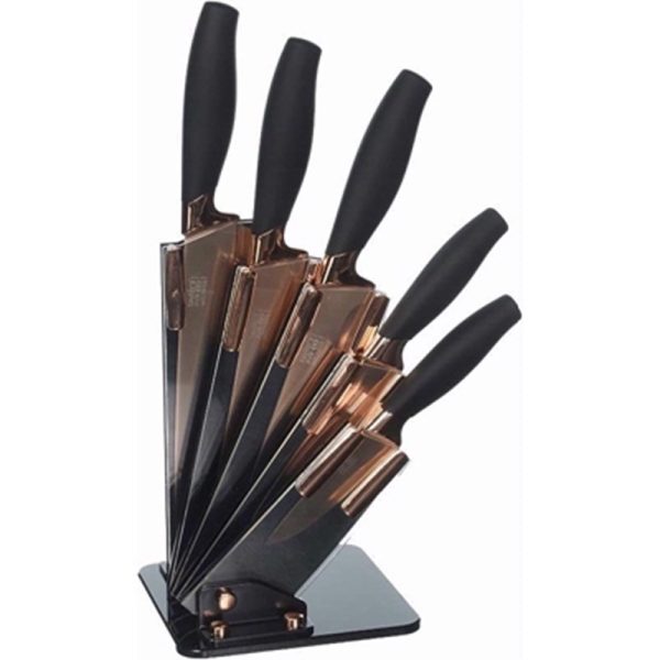 TE BROOKLYN FAN KNIFE BLOCK ROSE GOLD 5PC