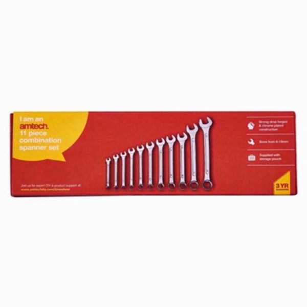 AMTECH COMBINATION METRIC SPANNER 11PC SET