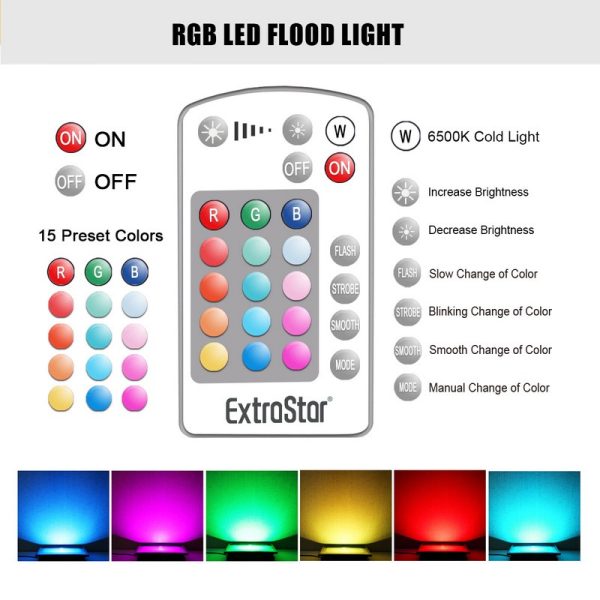 EXTRASTAR FLOODLIGHT 20W RGB 1900LUMENS