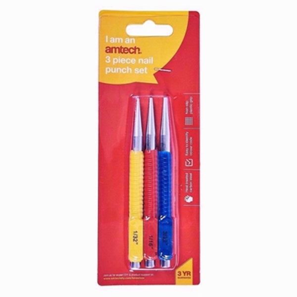 AMTECH COL CODE NAIL PUNCH 3PC SET