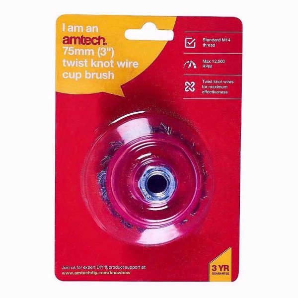 AMTECH CUP BRUSH KNOTTED 3INCH