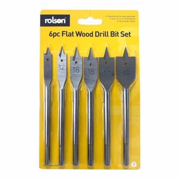 ROLSON FLAT WOOD DRILL BIT 6PC SET