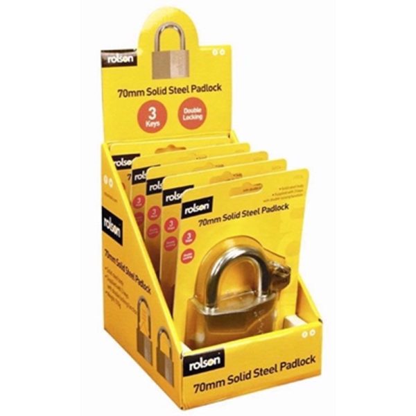 ROLSON PADLOCK SOLID STEEL 70MM