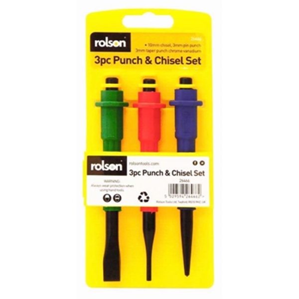 ROLSON PUNCH & CHISEL SET CRD 3PCE