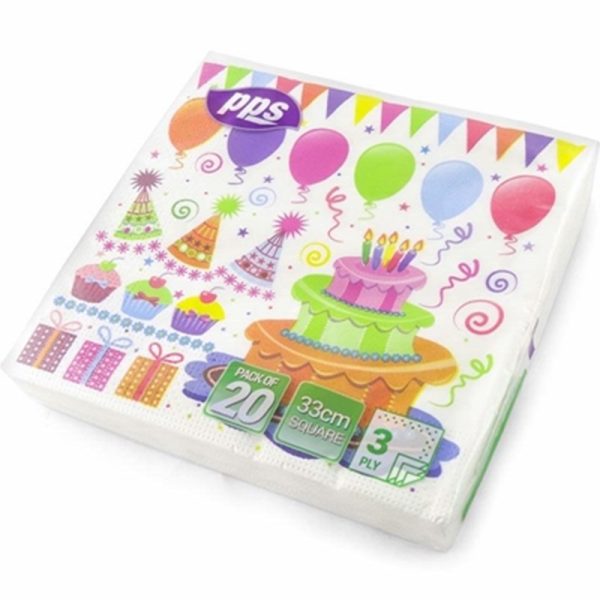 PPS 3PLY 33CM 20 NAPKINS PARTY