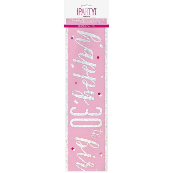 HAPPY 30TH BIRTHDAY BANNER PINK