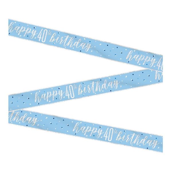 HAPPY 40TH BIRTHDAY BANNER BLUE