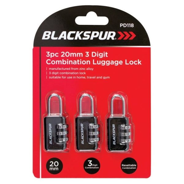 BLACKSPUR COMBINATION LOCK 3 DIGIT 20MM 3PCE