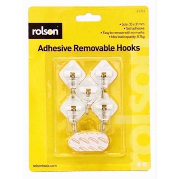 ROLSON REMOVE ADHESIVE METAL HOOKS 5PCE