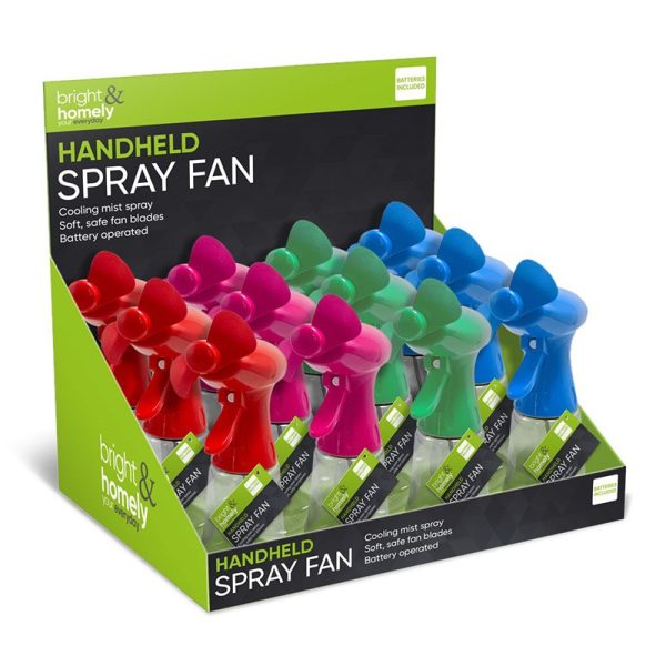 BRIGHT & HOMELY FAN HANDHELD WATER MIST SPRAY FAN ASSORTED COLOURS