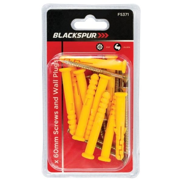 BLACKSPUR SCREWS AND WALL PLUGS 5X60MM