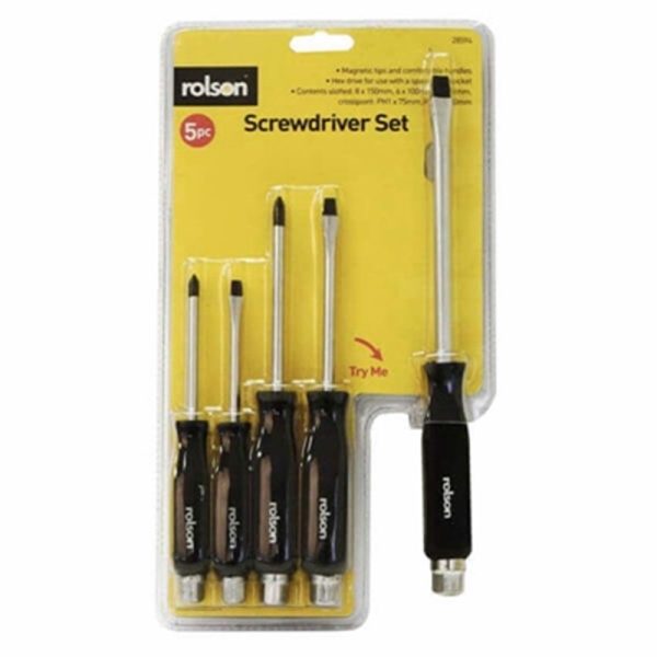 ROLSON SCREWDRIVER HEX SHANK SET 5PCE