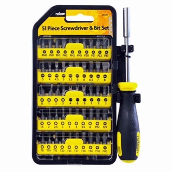 ROLSON SCREWDRIVER SET/BIT 51PCE