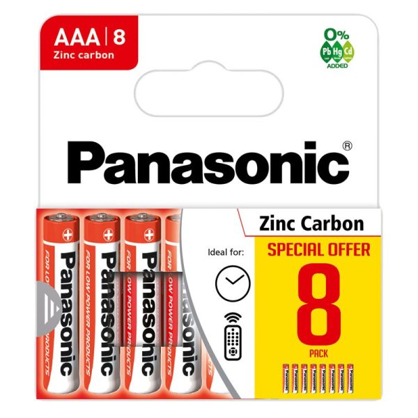 PANASONIC RED ZINC R03 AAA PACK OF 8