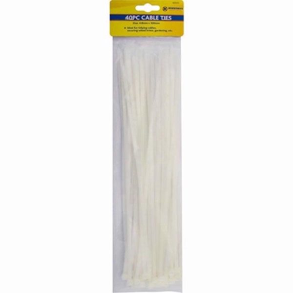 MARKSMAN CABLE TIES 300MM 40PCE WHITE