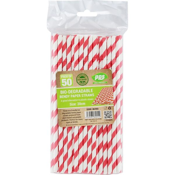 PPS BIODEGRADABLE PAPER BENDY 50 STRAWS