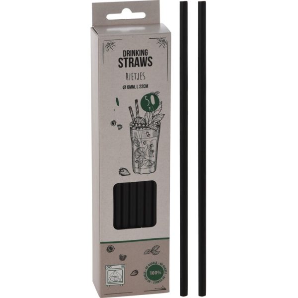 DRINKING STRAWS PP BLACK 50PCE