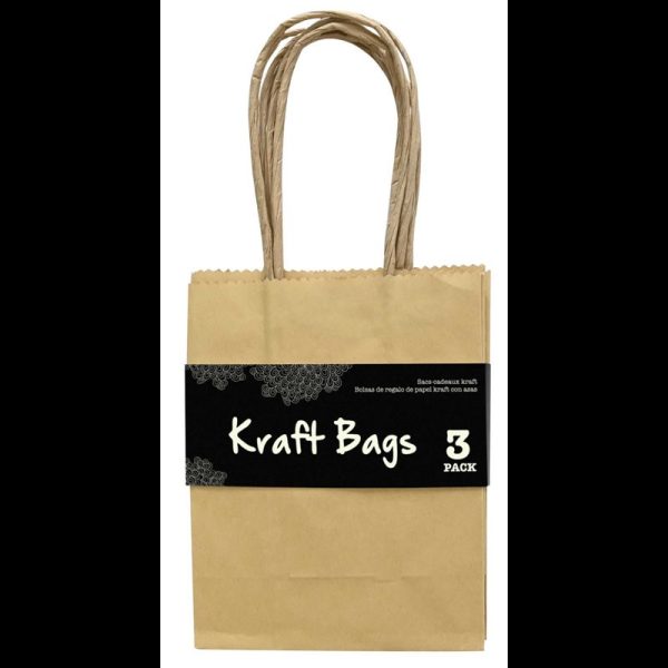 KRAFT BAGS 14X11X6CM PACK OF 3