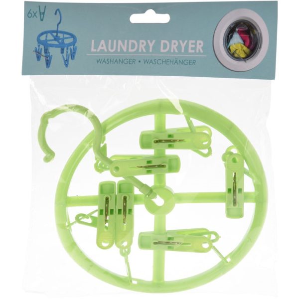 LAUNDY DRY HANGER 6 PEGS 2ASS