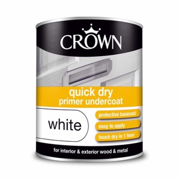 CROWN PAINTS QCK DRY PRIMER U/COAT WHT 750ML