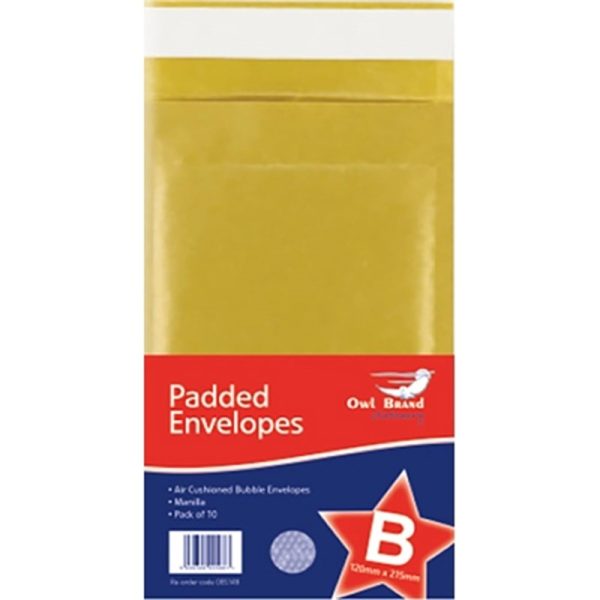 PADDED ENVELOPES SIZE B 120X215 MM PACK OF 10