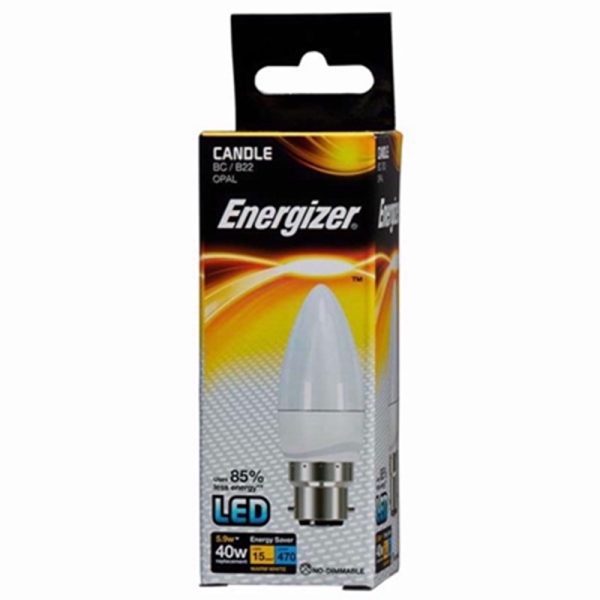 ENERGIZER LED CANDLE 5.9W W/W B22 BULB