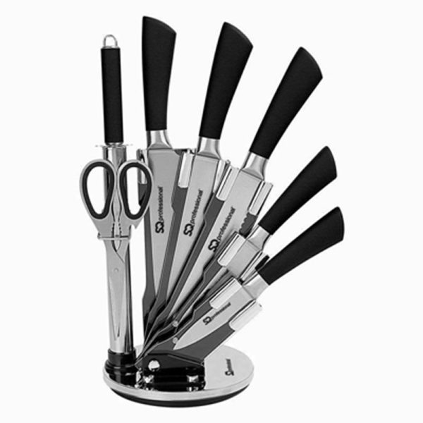 S/S KITCHEN 8PC KNIFE SET BLACK