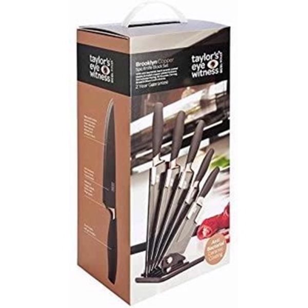 TE BROOKLYN FAN KNIFE BLOCK SET COPPER 5 PC