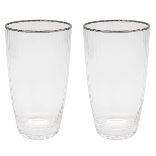 SILVER RIM DECO TUMBLERS PACK OF 2