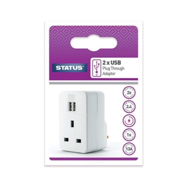 STATUS TWIN USB PLUG THROUGH ADAPTOR PACK OF 1