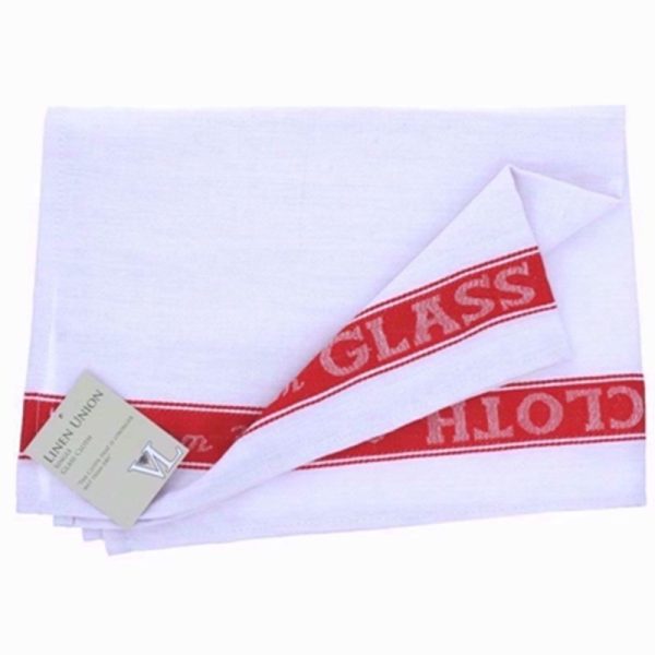 LINEN UNION GLASS CLOTH RED PACK OF 12