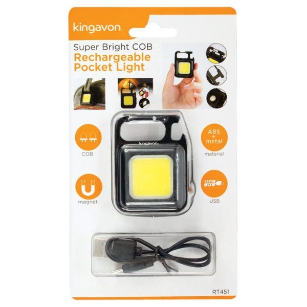 KINGAVON SUPER BRIGHT COB RECHARGEABLE POCKET LIGHT