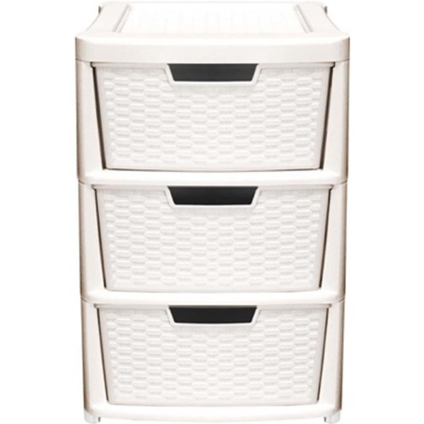 THUMBS UP DRAWER 3 TIER LARGE CABINET RATTAN CREAM