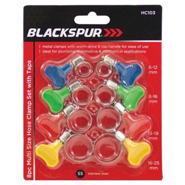 BLACKSPUR HOSE CLAMP SET WITH TAPS 8PC