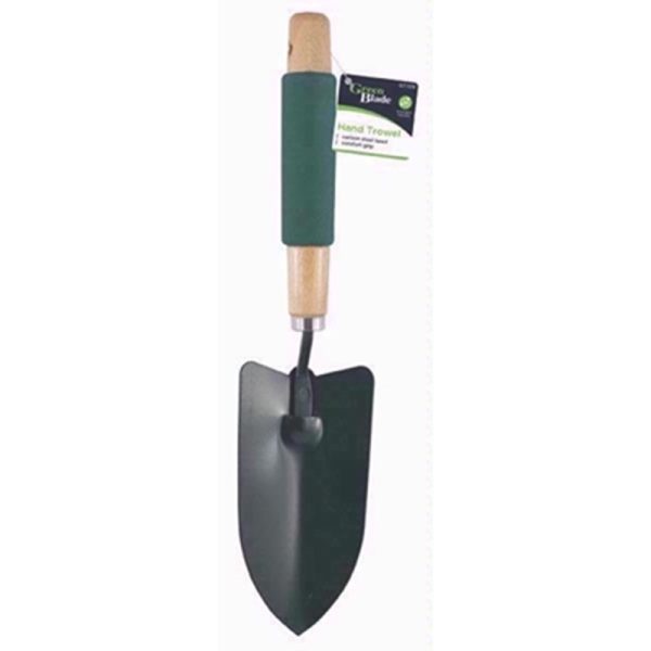 GREEN BLADE HAND TROWEL WITH WOODEN HANDLE