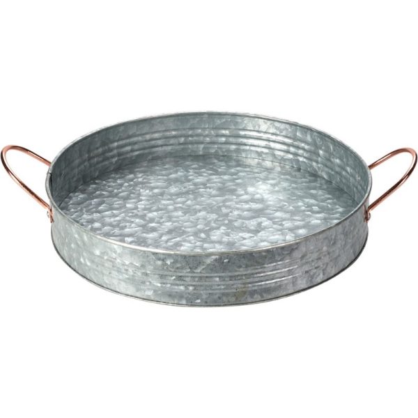 METAL SERVING TRAY ZINC HANDLE