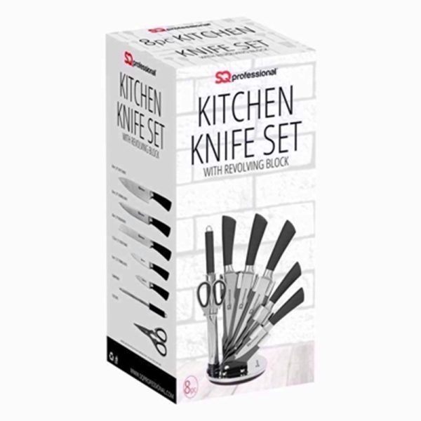 S/S KITCHEN 8PC KNIFE SET BLACK