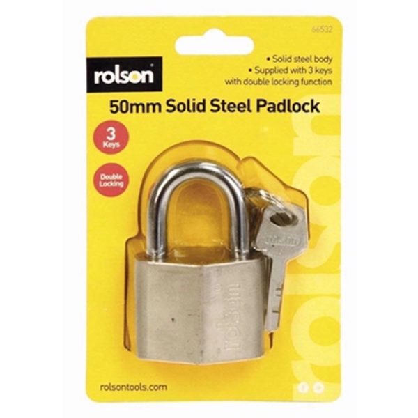 ROLSON PADLOCK SOLID STEEL 50MM