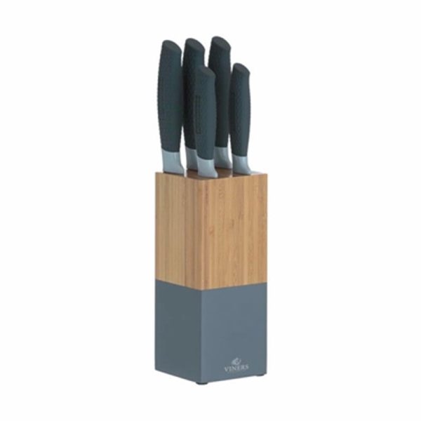 VINERS KNIFE BLOCK 6PCS HORIZON GREY