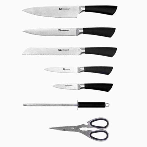 S/S KITCHEN 8PC KNIFE SET BLACK