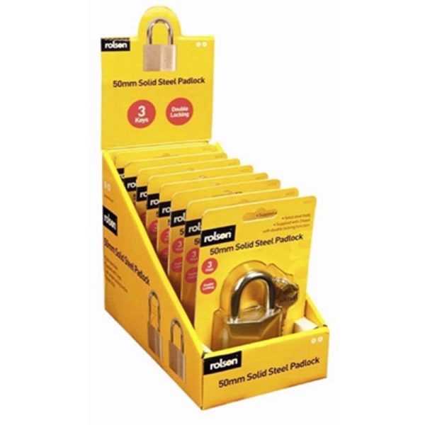 ROLSON PADLOCK SOLID STEEL 50MM