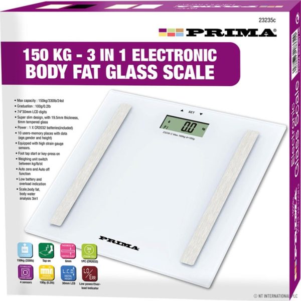 PRIMA 3 IN 1 ELECTRONIC BODY FAT BATHROOM SCALE