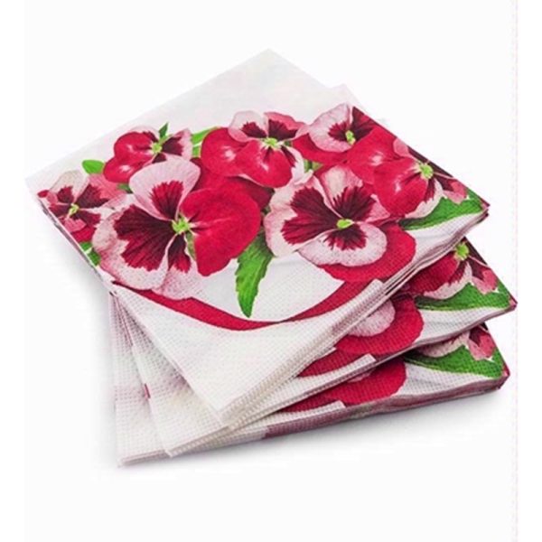 PPS 3PLY 33CM 20 NAPKINS PINK & WHITE FLOWER