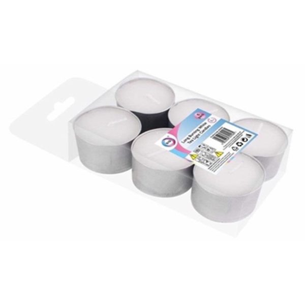 TEALIGHT CANDLE WHITE LONG BURN 6PC