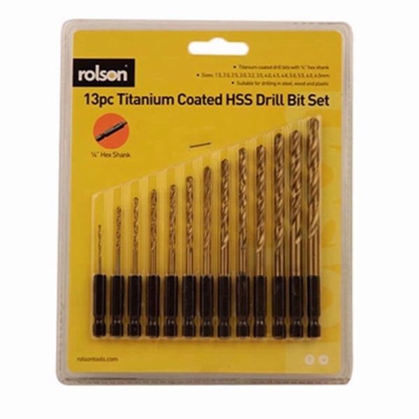 ROLSON TITANIUM HSS DRILLS 13PCE