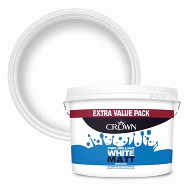 CROWN PAINTS 7.5LT MATT PURE BRILLIANT WHITE