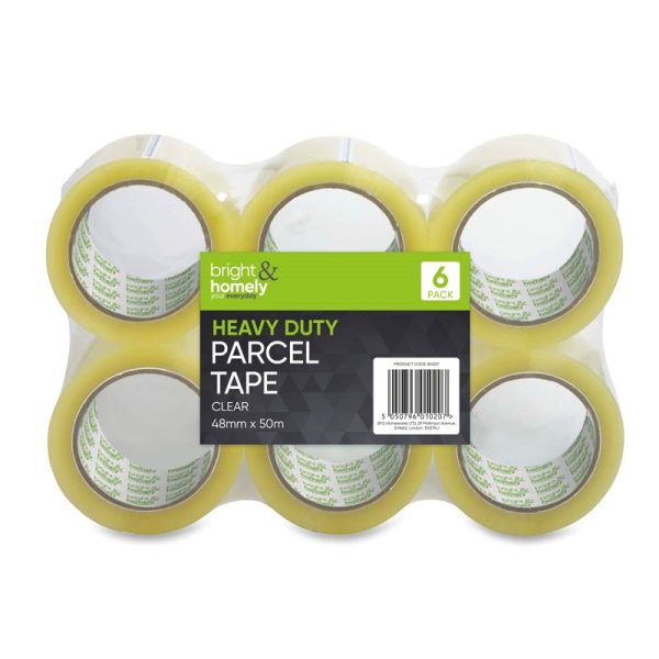 BRIGHT & HOMELY TAPE CLEAR 50M X 48MM PACK OF 6