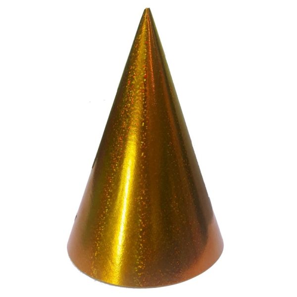 HOLOGRAPHIC GOLD & SILVER PARTY HATS PACK OF 8