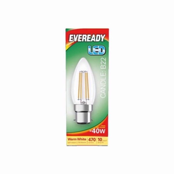 EVEREADY FILAMENT 4W CANDLE B22 PACK OF 5