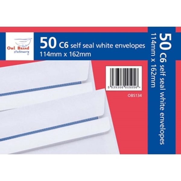 ENVELOPES WHITE S/SEAL C6 PACK OF 20